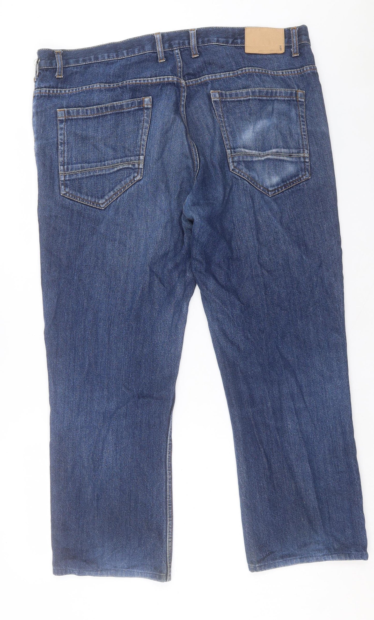 Marks and Spencer Mens Blue Cotton Straight Jeans Size 38 in L30 in Regular Button