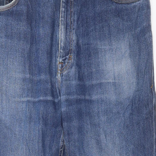 Marks and Spencer Mens Blue Cotton Straight Jeans Size 38 in L30 in Regular Button