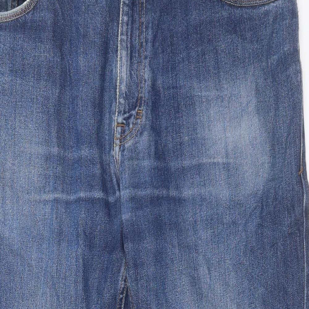 Marks and Spencer Mens Blue Cotton Straight Jeans Size 38 in L30 in Regular Button
