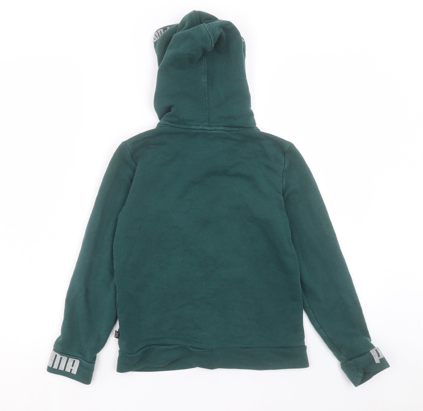 PUMA Boys Green Cotton Full Zip Hoodie Size 9-10 Years Zip