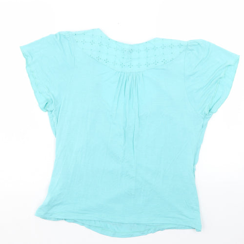 Kaliko Womens Blue Viscose Basic T-Shirt Size 18 V-Neck