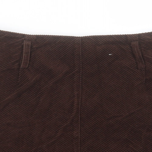 Denim & Co. Womens Brown Cotton A-Line Skirt Size 12 Zip