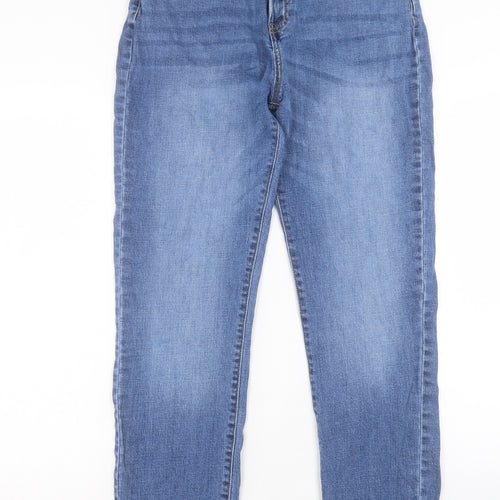 M&Co Womens Blue Cotton Straight Jeans Size 12 L29 in Regular Button