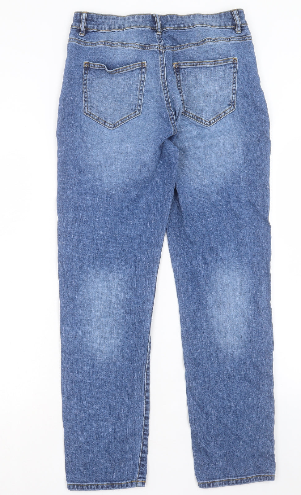 M&Co Womens Blue Cotton Straight Jeans Size 12 L29 in Regular Button
