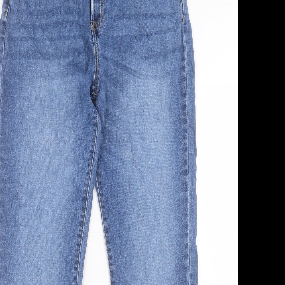 M&Co Womens Blue Cotton Straight Jeans Size 12 L29 in Regular Button