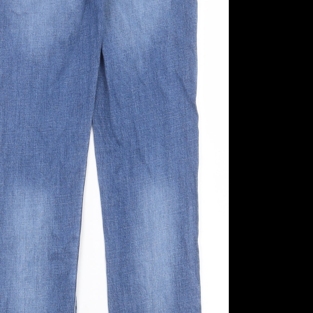 M&Co Womens Blue Cotton Straight Jeans Size 12 L29 in Regular Button
