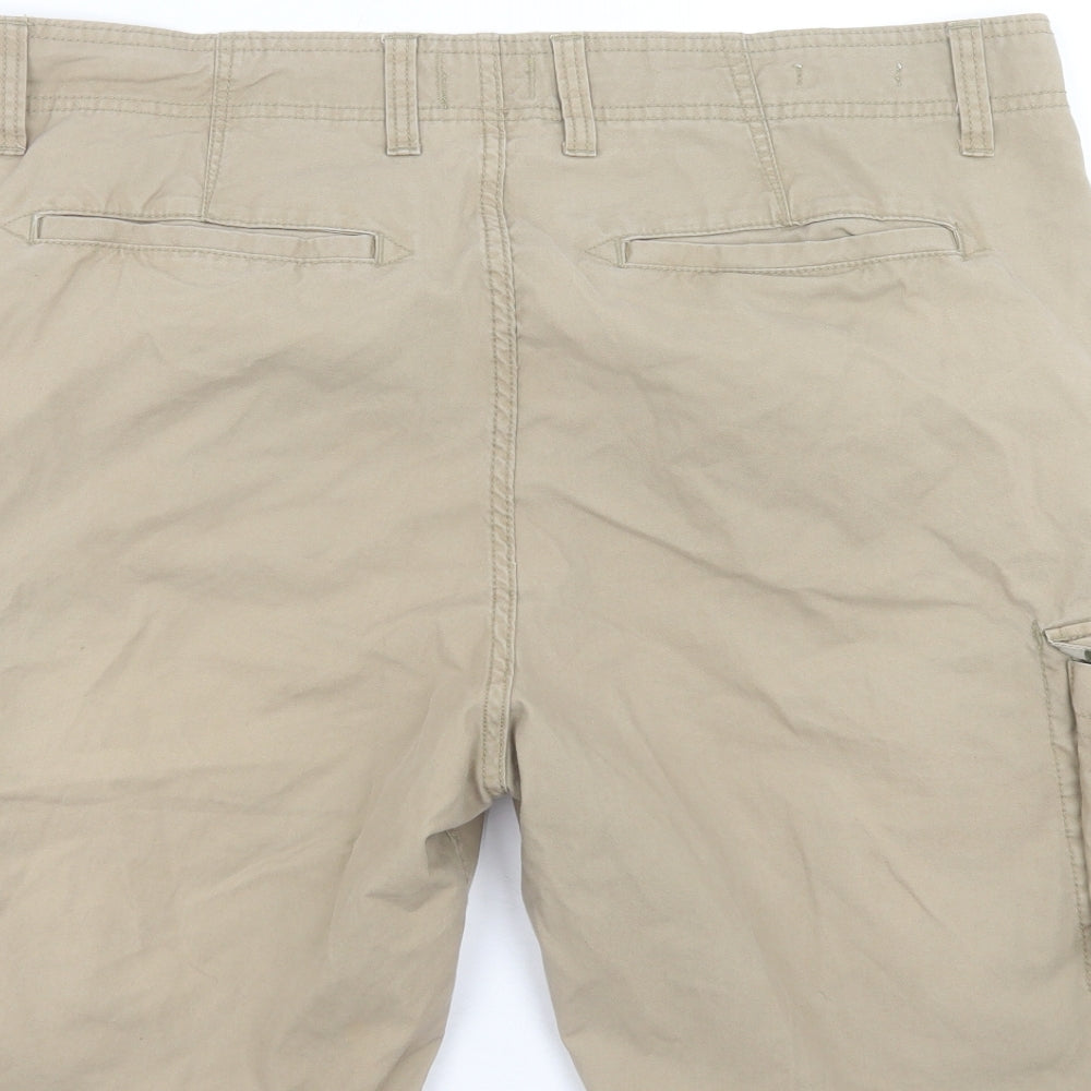 JACK & JONES Mens Beige Cotton Cargo Shorts Size 2XL L10 in Regular Button