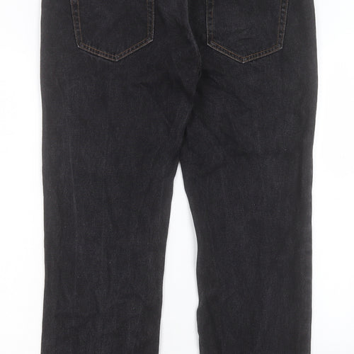 George Mens Black Cotton Straight Jeans Size 36 in L30 in Regular Button