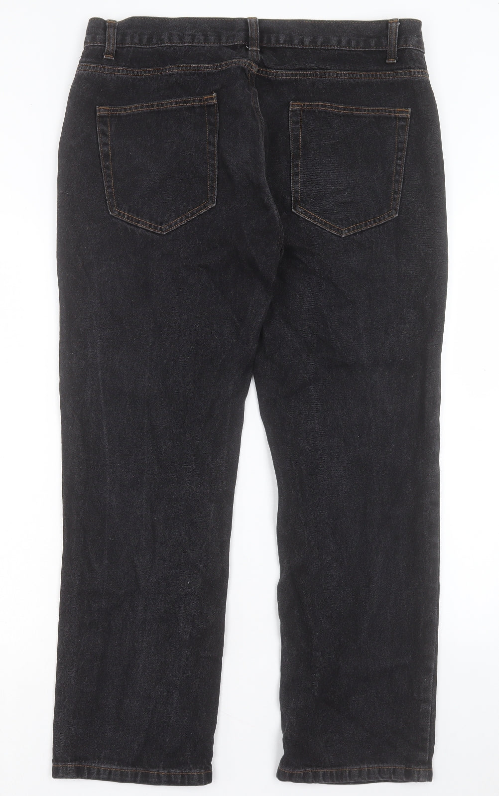 George Mens Black Cotton Straight Jeans Size 36 in L30 in Regular Button
