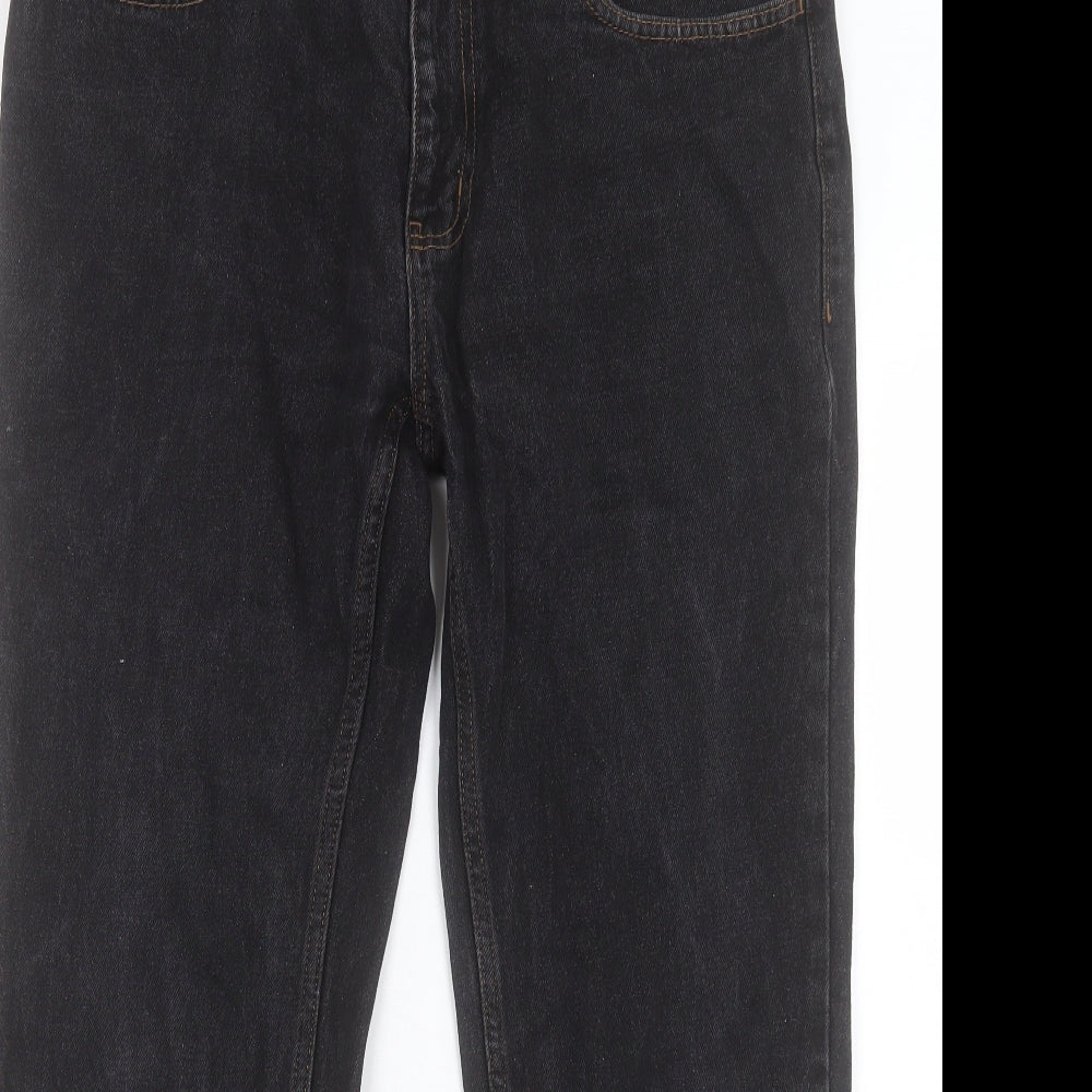 George Mens Black Cotton Straight Jeans Size 36 in L30 in Regular Button