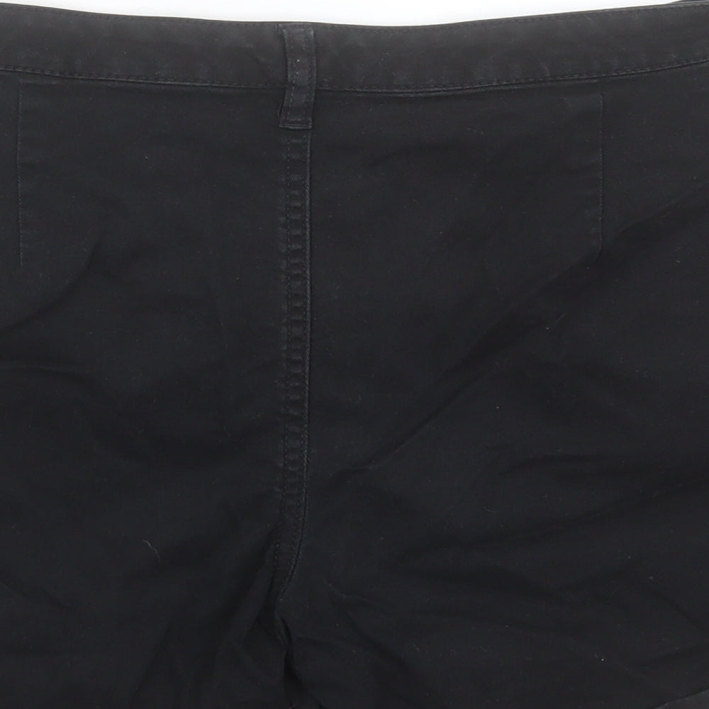 F&F Womens Black Cotton Boyfriend Shorts Size 10 L3 in Regular Button