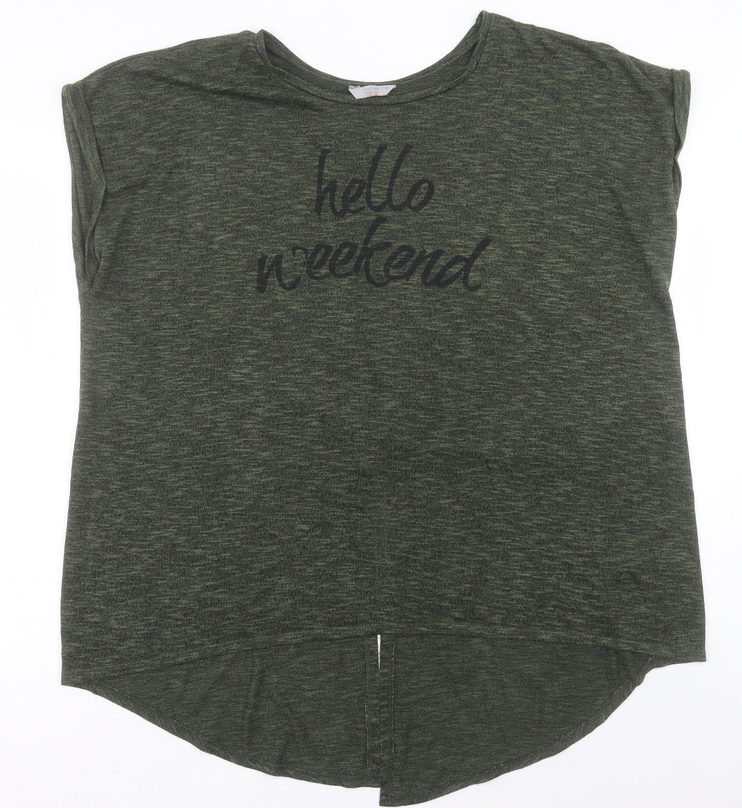 Papaya Womens Green Polyester Basic T-Shirt Size 22 Crew Neck - Hello Weekend