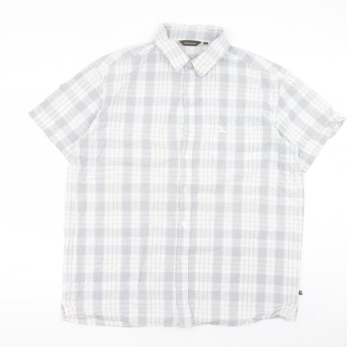 Hawkshead Mens White Plaid Cotton Button-Up Size XL Collared Button - Pocket Detail