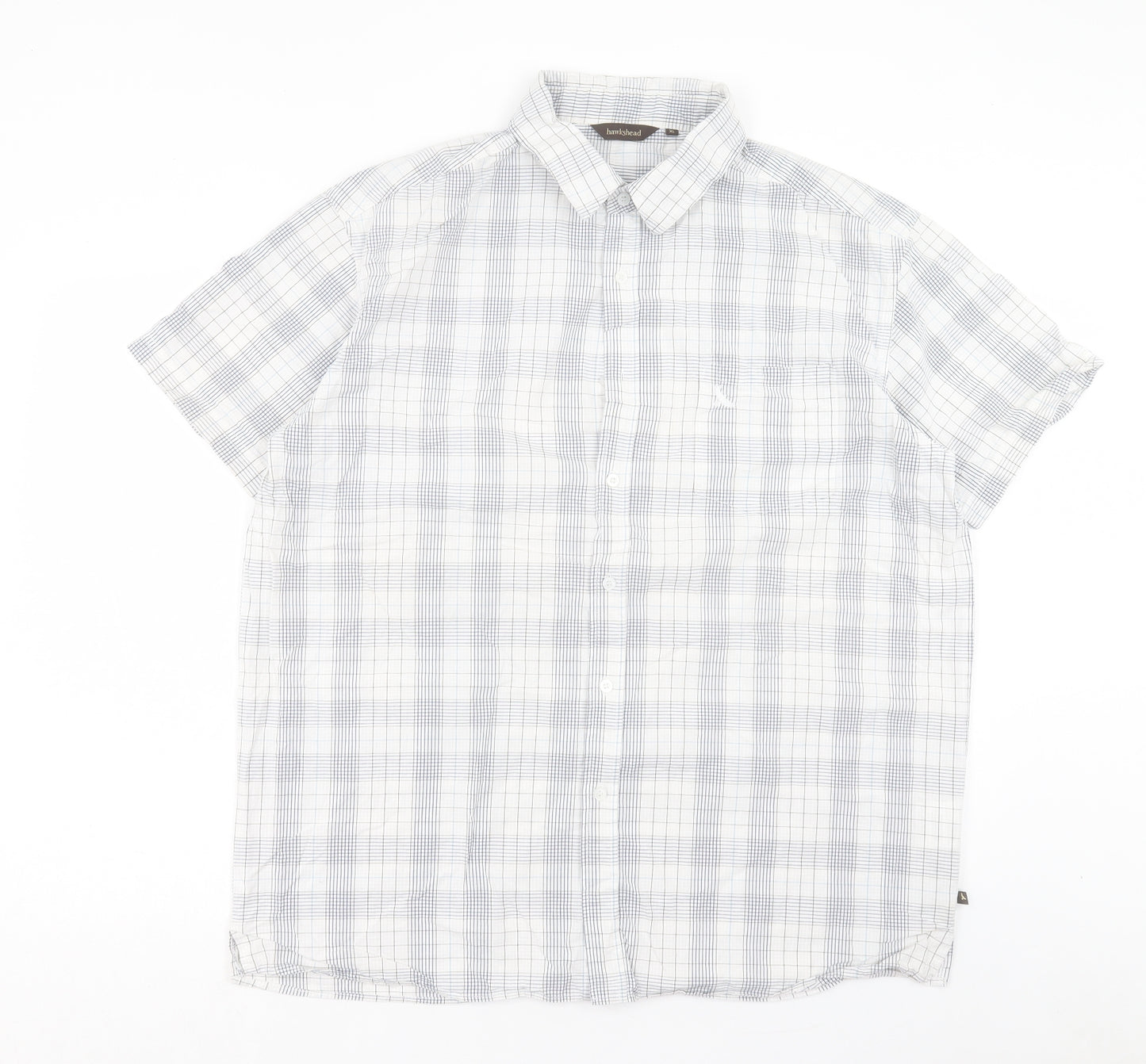 Hawkshead Mens White Plaid Cotton Button-Up Size XL Collared Button - Pocket Detail
