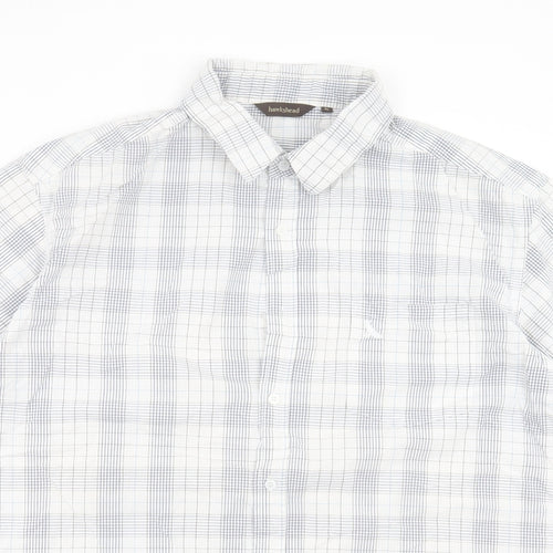 Hawkshead Mens White Plaid Cotton Button-Up Size XL Collared Button - Pocket Detail