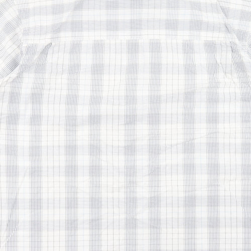 Hawkshead Mens White Plaid Cotton Button-Up Size XL Collared Button - Pocket Detail