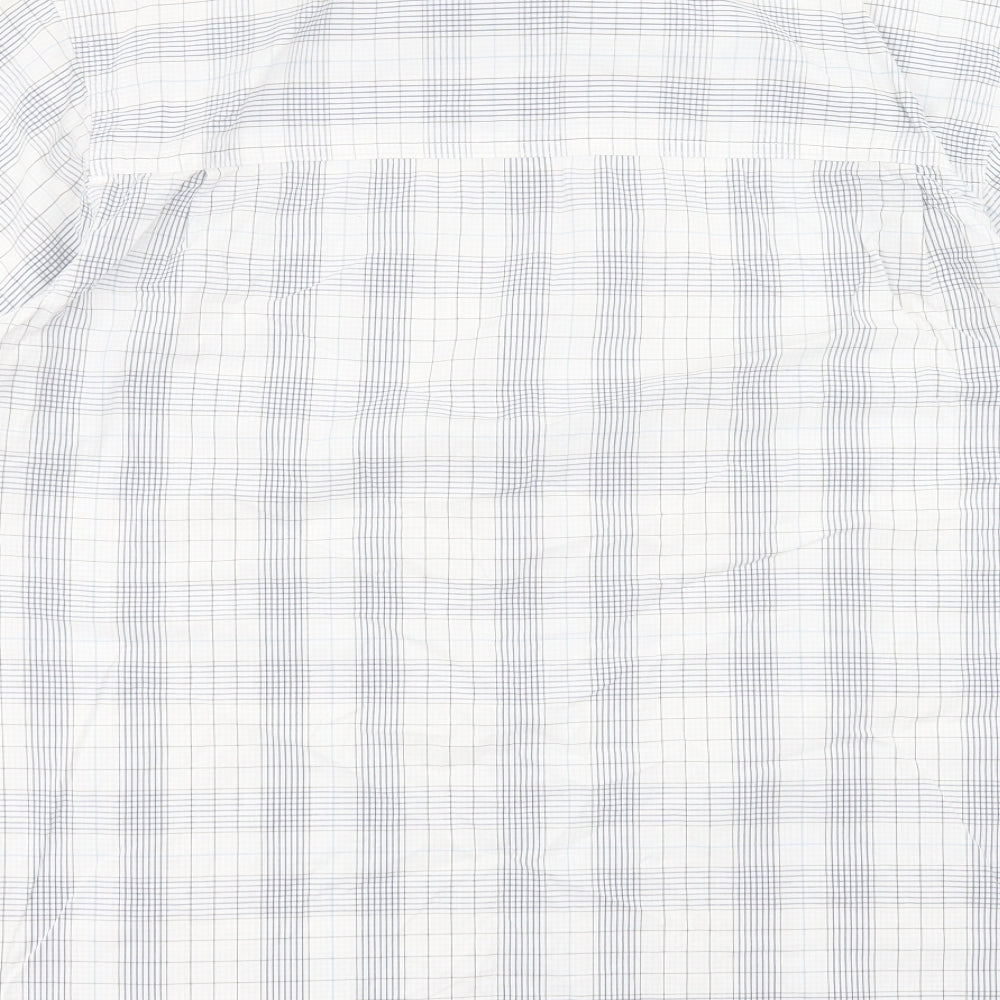 Hawkshead Mens White Plaid Cotton Button-Up Size XL Collared Button - Pocket Detail