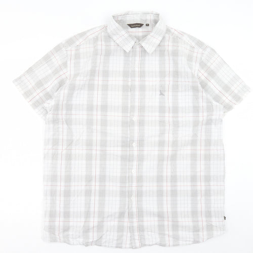 Hawkshead Mens White Plaid Cotton Button-Up Size XL Collared Button - Pocket Detail