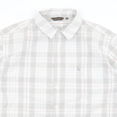 Hawkshead Mens White Plaid Cotton Button-Up Size XL Collared Button - Pocket Detail