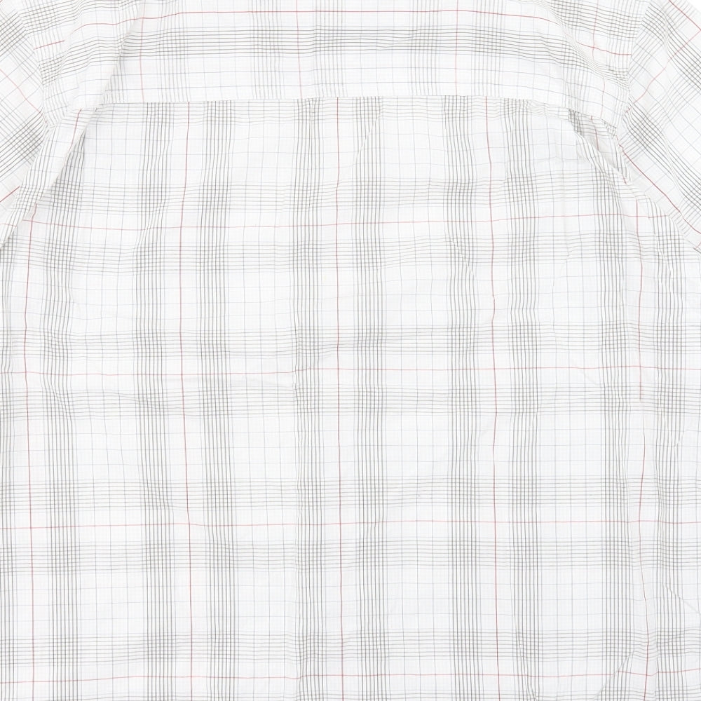 Hawkshead Mens White Plaid Cotton Button-Up Size XL Collared Button - Pocket Detail