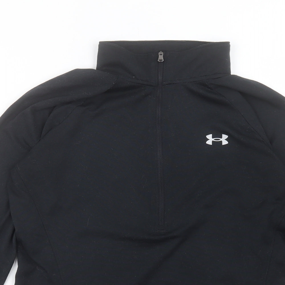 Under armour Womens Black Polyester Basic Casual Size S High Neck Zip
