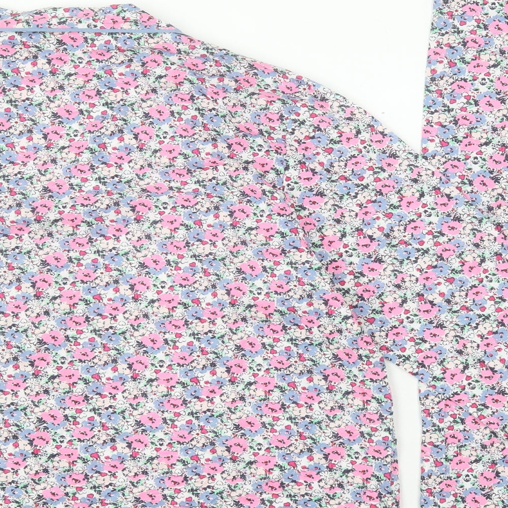 Marks and Spencer Womens Pink Floral Cotton Capri Pyjama Set Size 20 Button