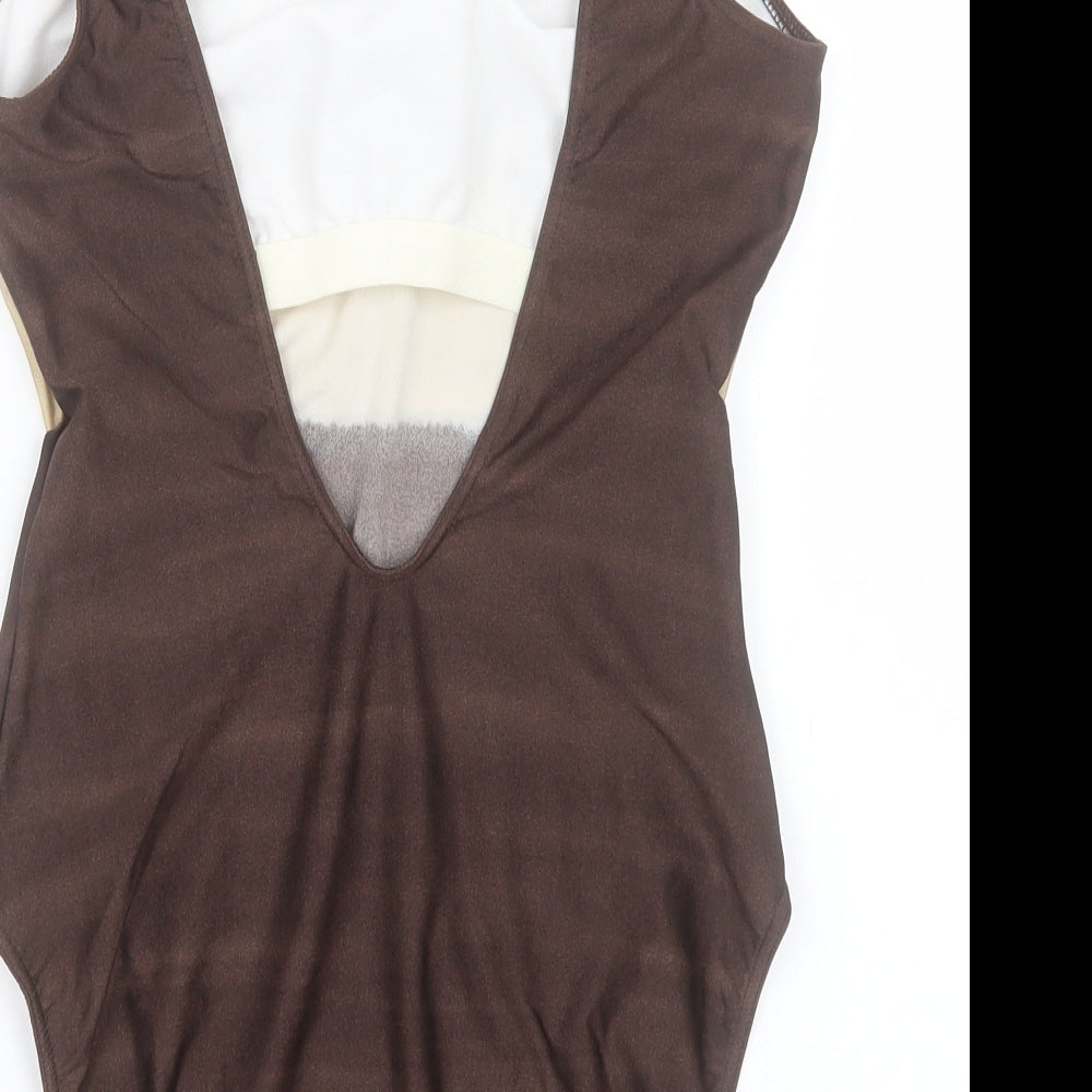 NEXT Womens Brown Striped Nylon Bikini Size 16