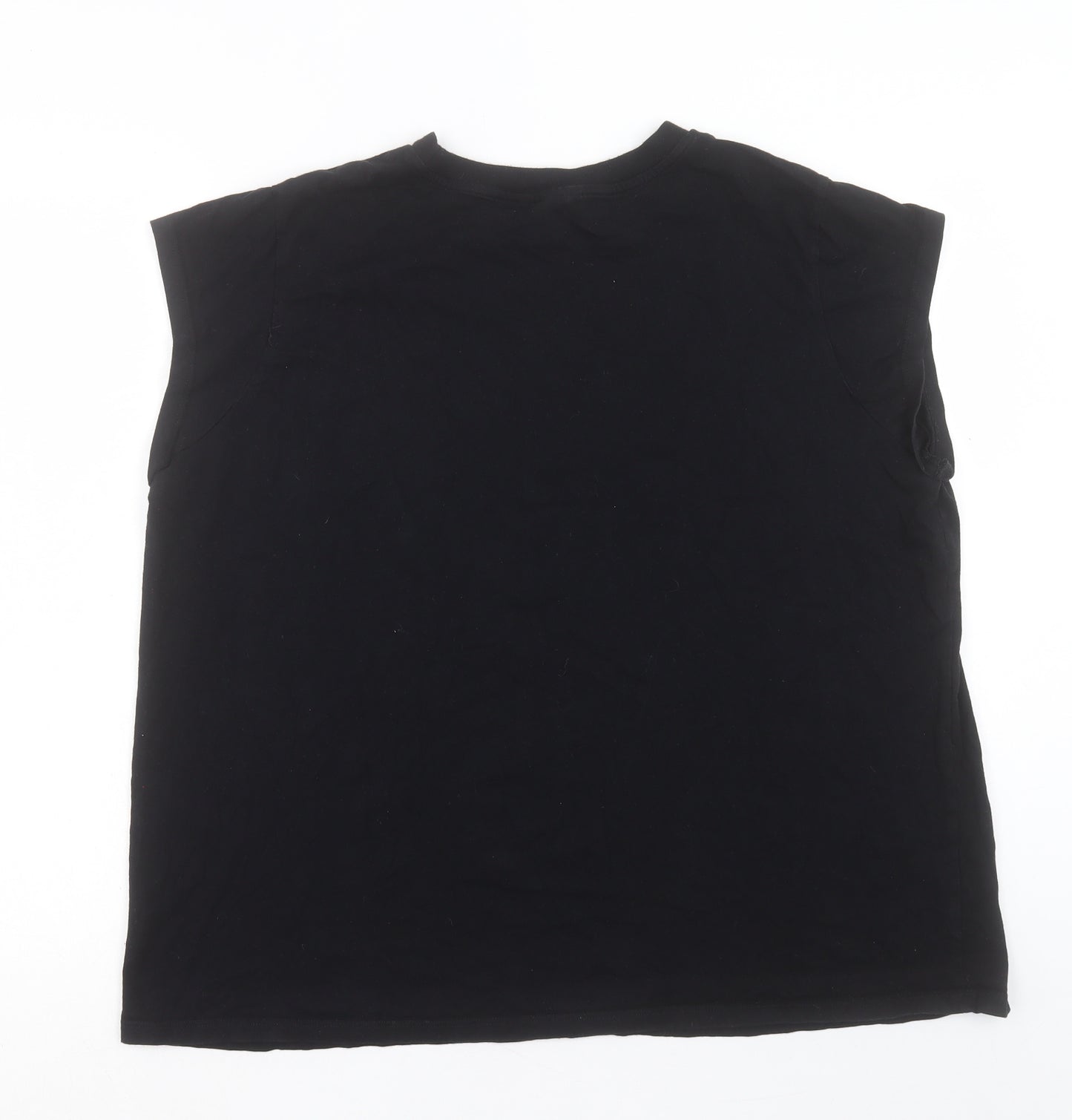 NEXT Womens Black Cotton Basic T-Shirt Size 22 Crew Neck - Star Print