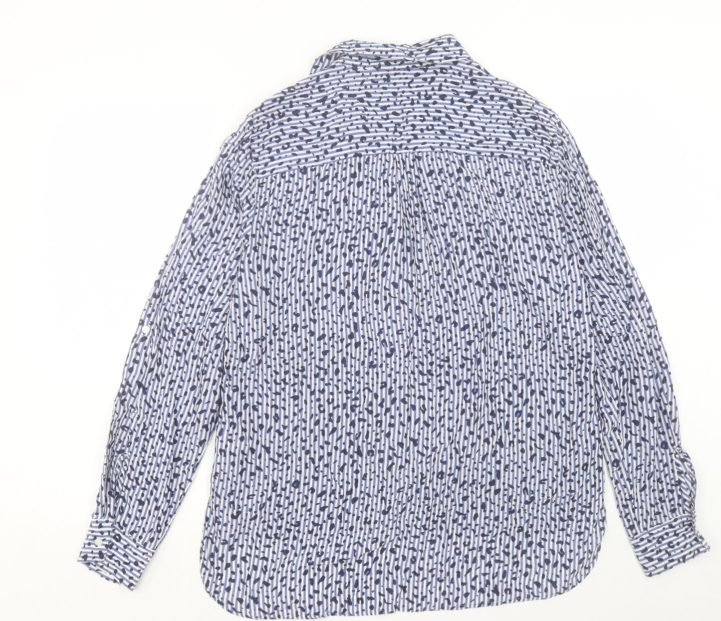 NEXT Womens Blue Animal Print Viscose Basic Button-Up Size 14 Collared - Pocket Detail