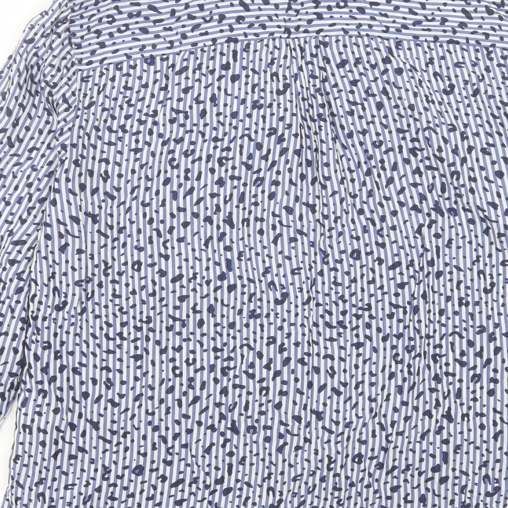 NEXT Womens Blue Animal Print Viscose Basic Button-Up Size 14 Collared - Pocket Detail