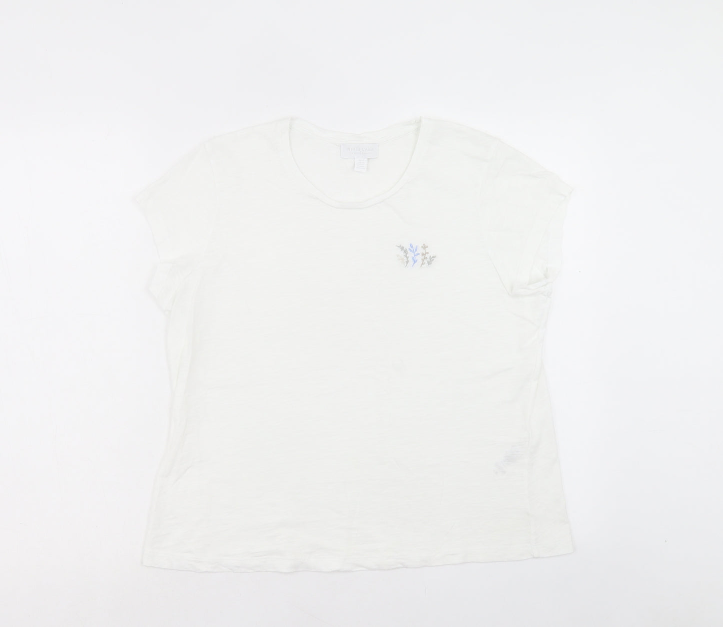 White Label Womens White Cotton Basic T-Shirt Size 14 Crew Neck