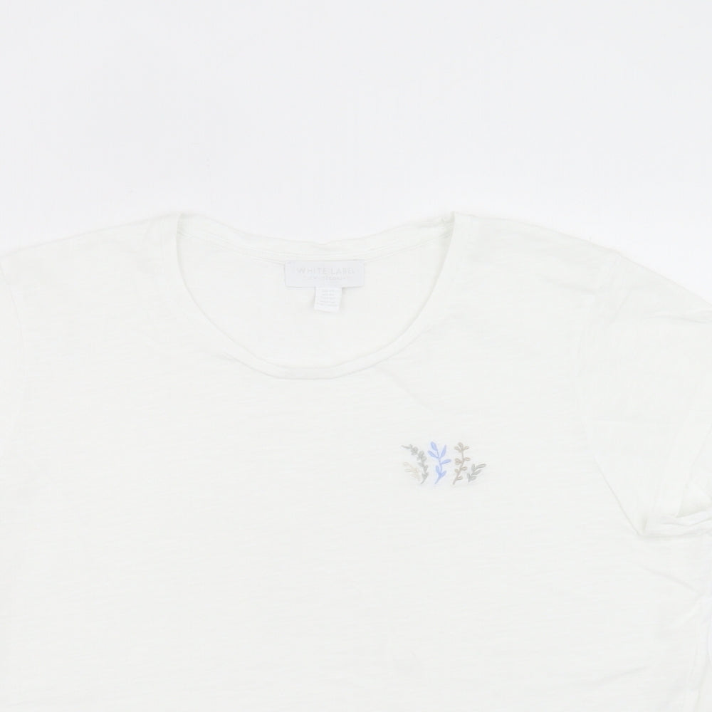 White Label Womens White Cotton Basic T-Shirt Size 14 Crew Neck