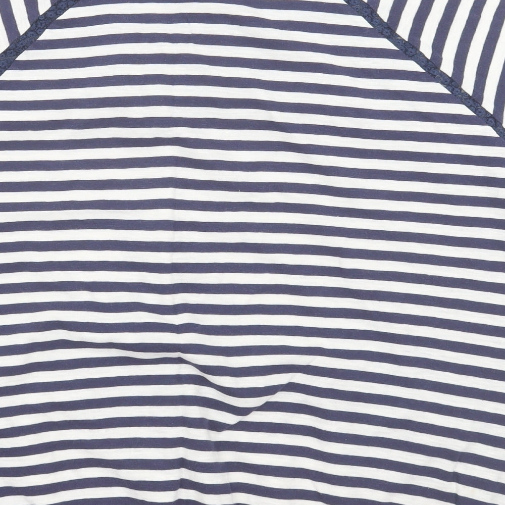 NEXT Womens Blue Striped Cotton Basic T-Shirt Size 14 Crew Neck