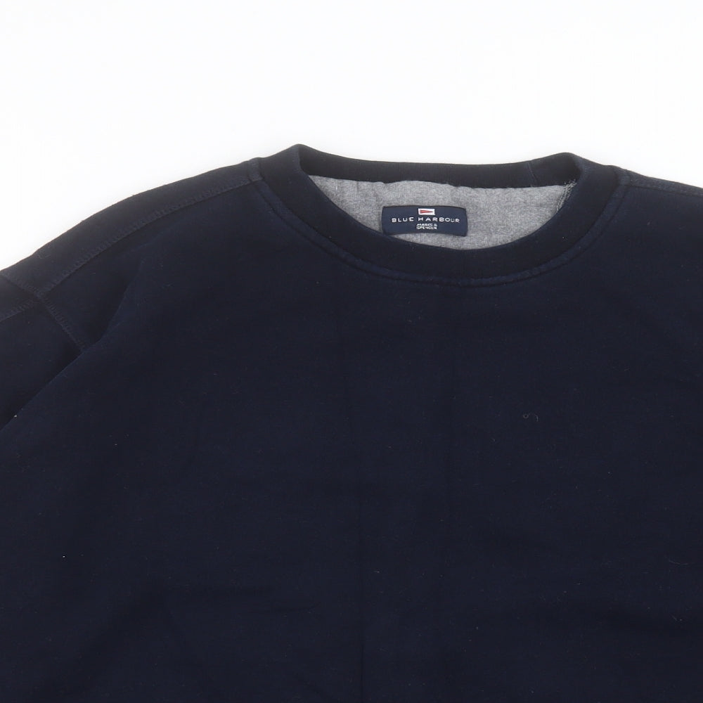 Blue Harbour Mens Blue Cotton Pullover Sweatshirt Size M