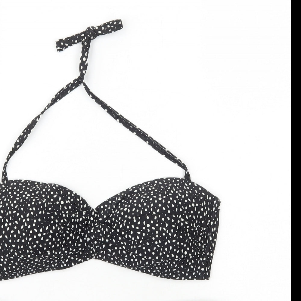 Debenhams Womens Black Polka Dot Polyamide Bikini Size 14