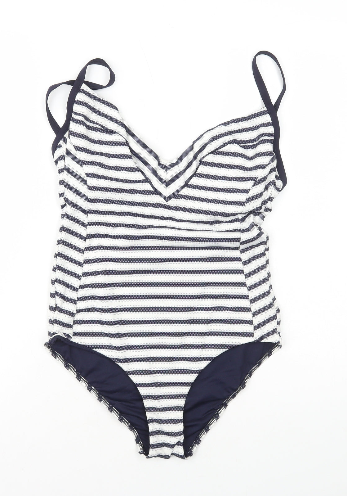 Preworn Womens Blue Striped Polyamide One Piece Size 16 - Under Wiring