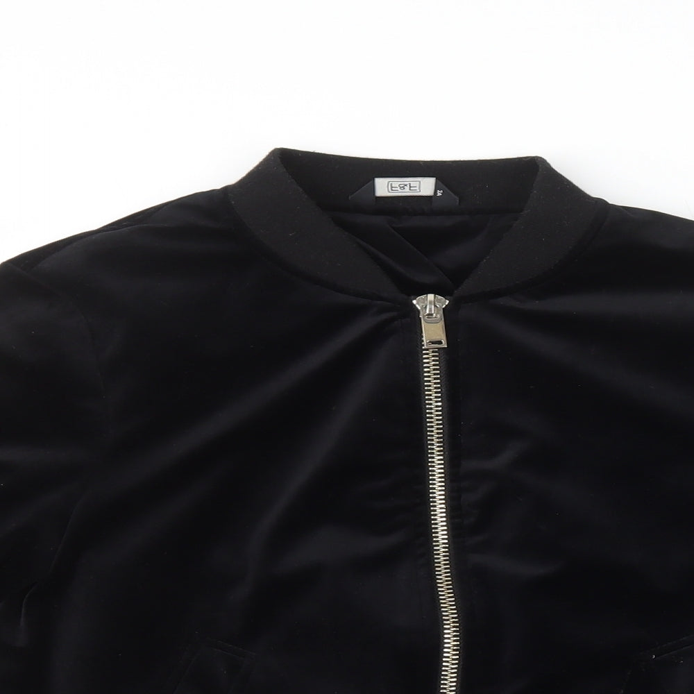 F&F Womens Black Bomber Jacket Jacket Size 6 Zip