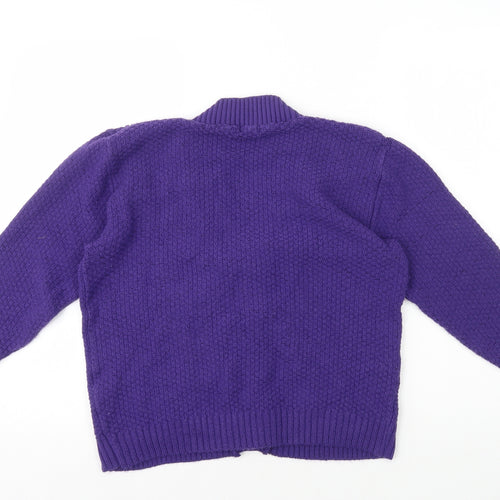 Fashion Alert Womens Purple V-Neck Acrylic Cardigan Jumper Size S - Size S/M