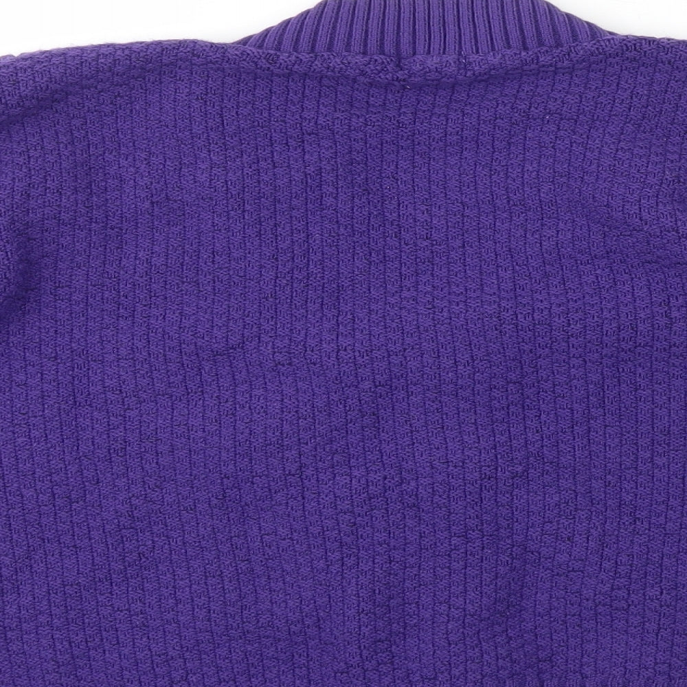 Fashion Alert Womens Purple V-Neck Acrylic Cardigan Jumper Size S - Size S/M