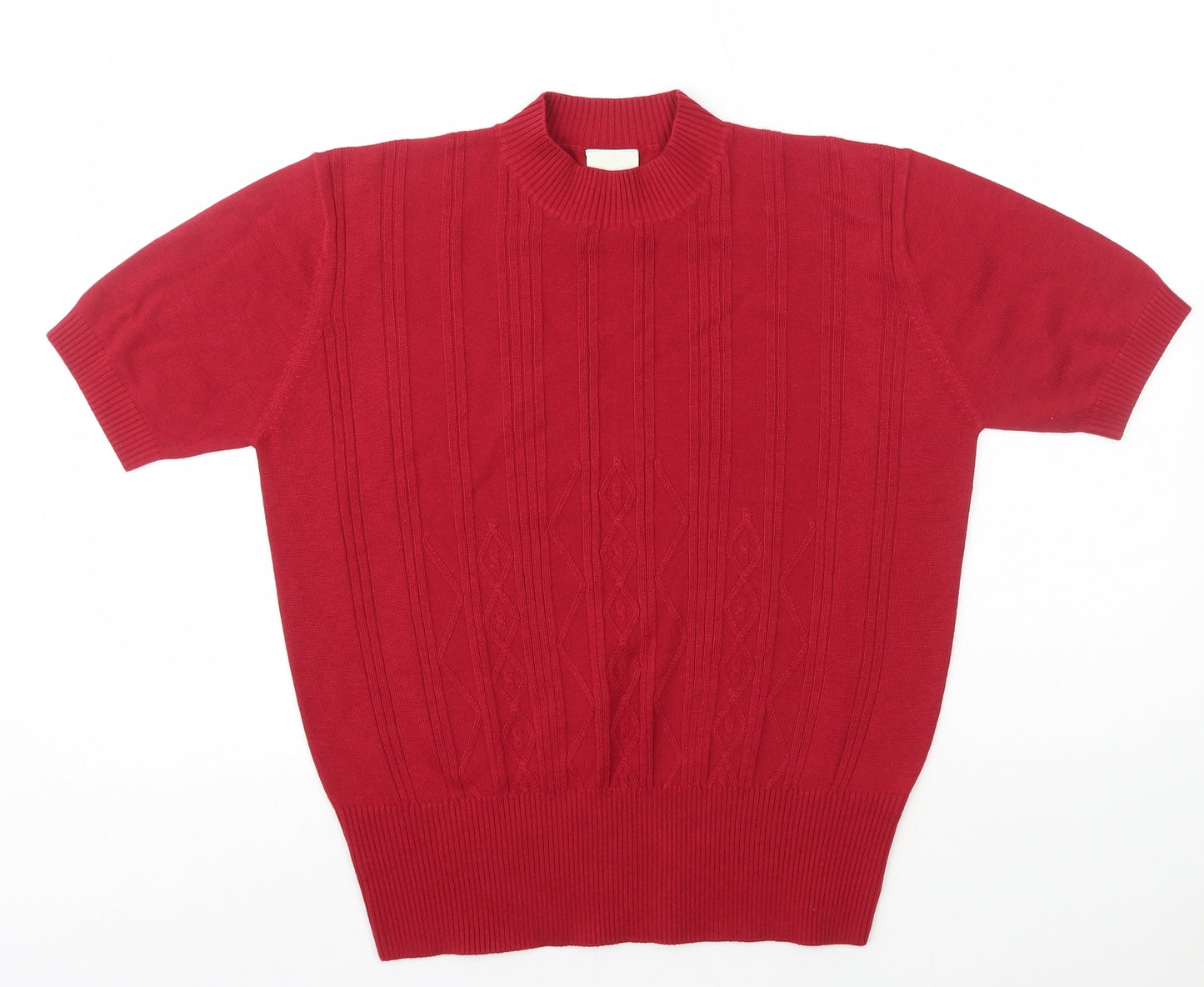 Eastex Womens Red Acrylic Basic T-Shirt Size 16 Mock Neck