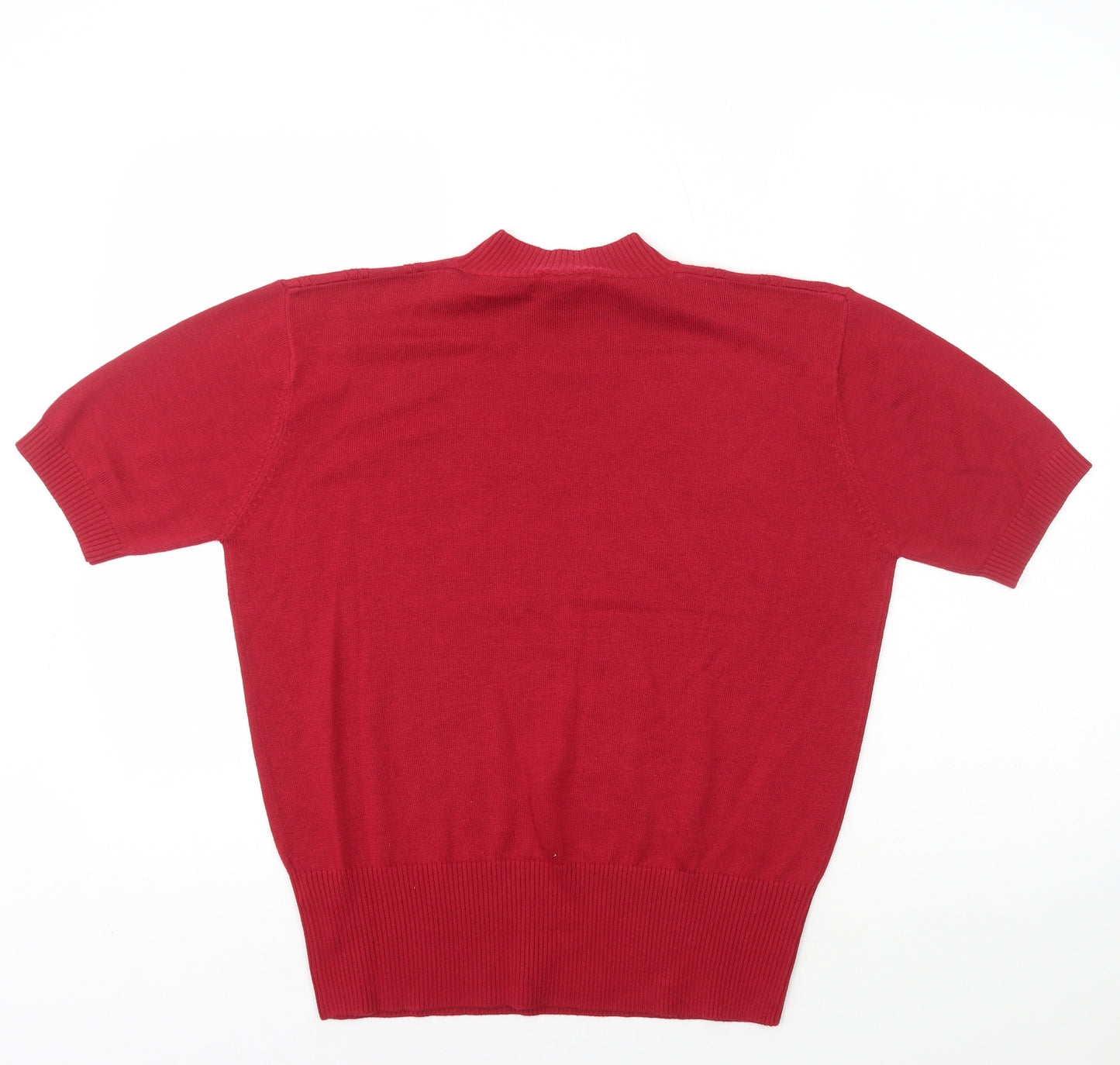 Eastex Womens Red Acrylic Basic T-Shirt Size 16 Mock Neck