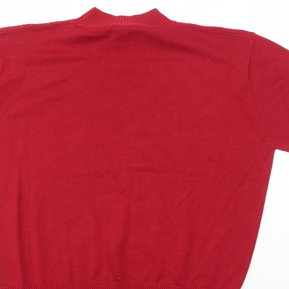 Eastex Womens Red Acrylic Basic T-Shirt Size 16 Mock Neck