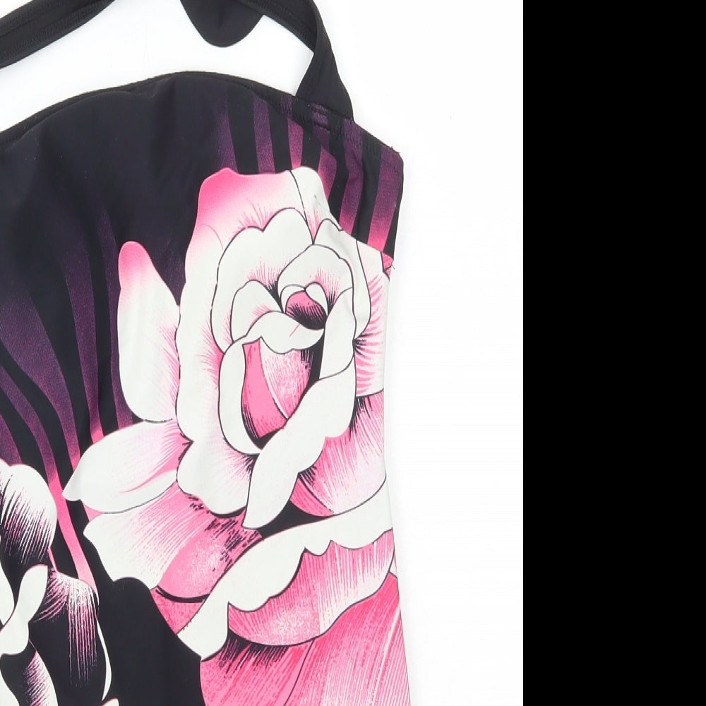 Dunnes Stores Womens Black Floral Polyamide One Piece Size 12