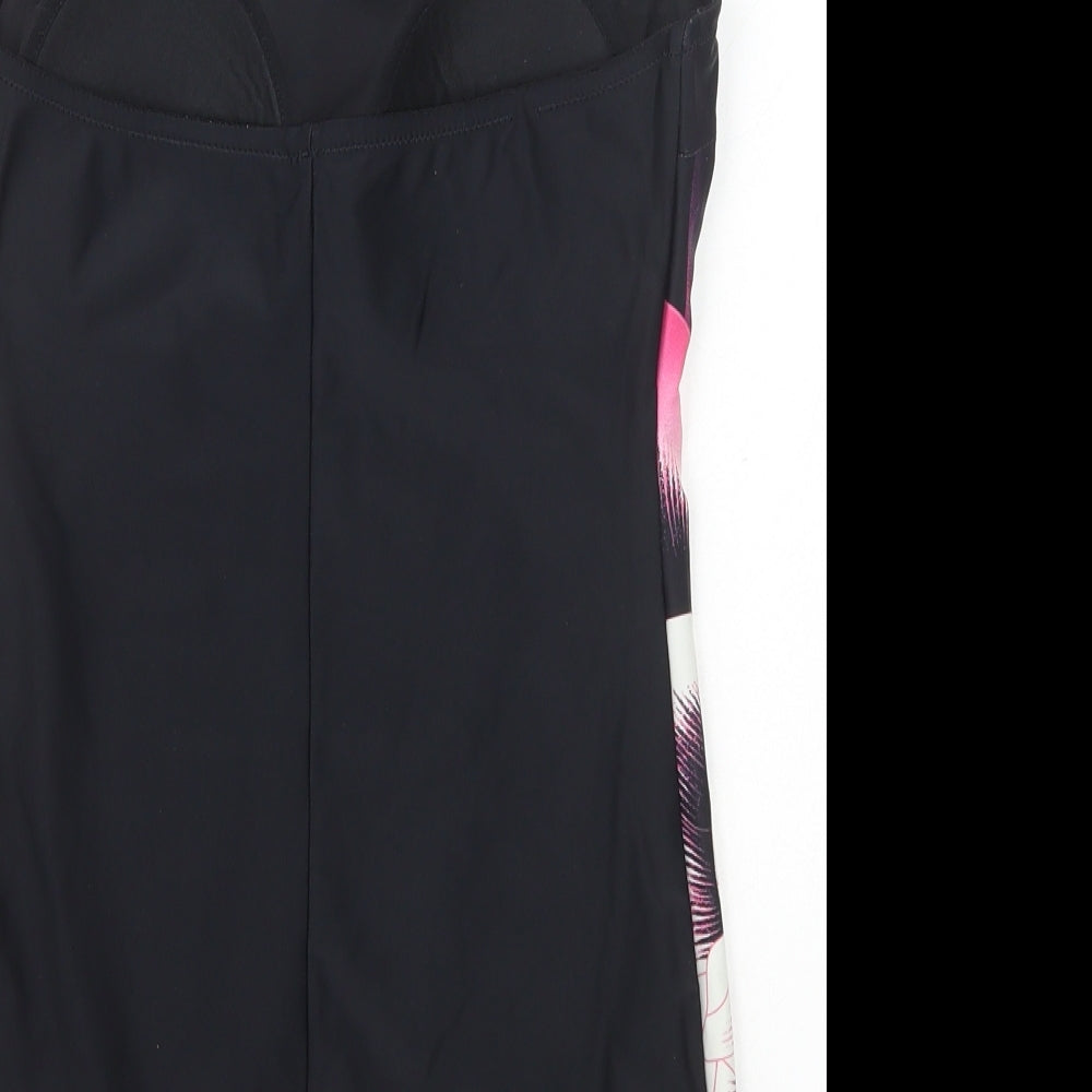 Dunnes Stores Womens Black Floral Polyamide One Piece Size 12