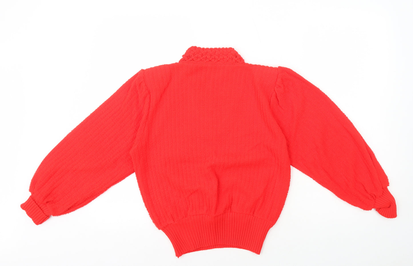 Preworn Womens Red V-Neck Acrylic Pullover Jumper Size S