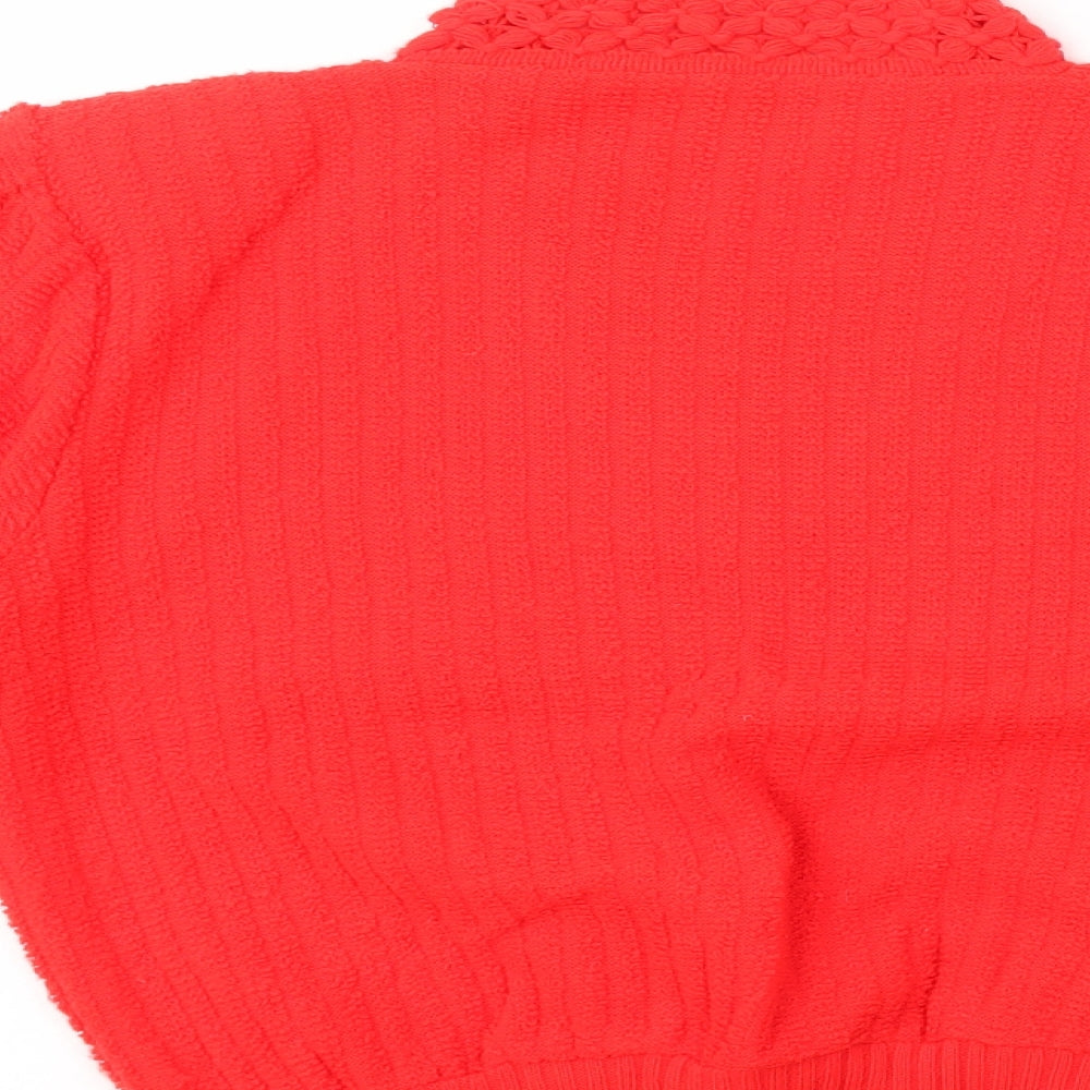 Preworn Womens Red V-Neck Acrylic Pullover Jumper Size S