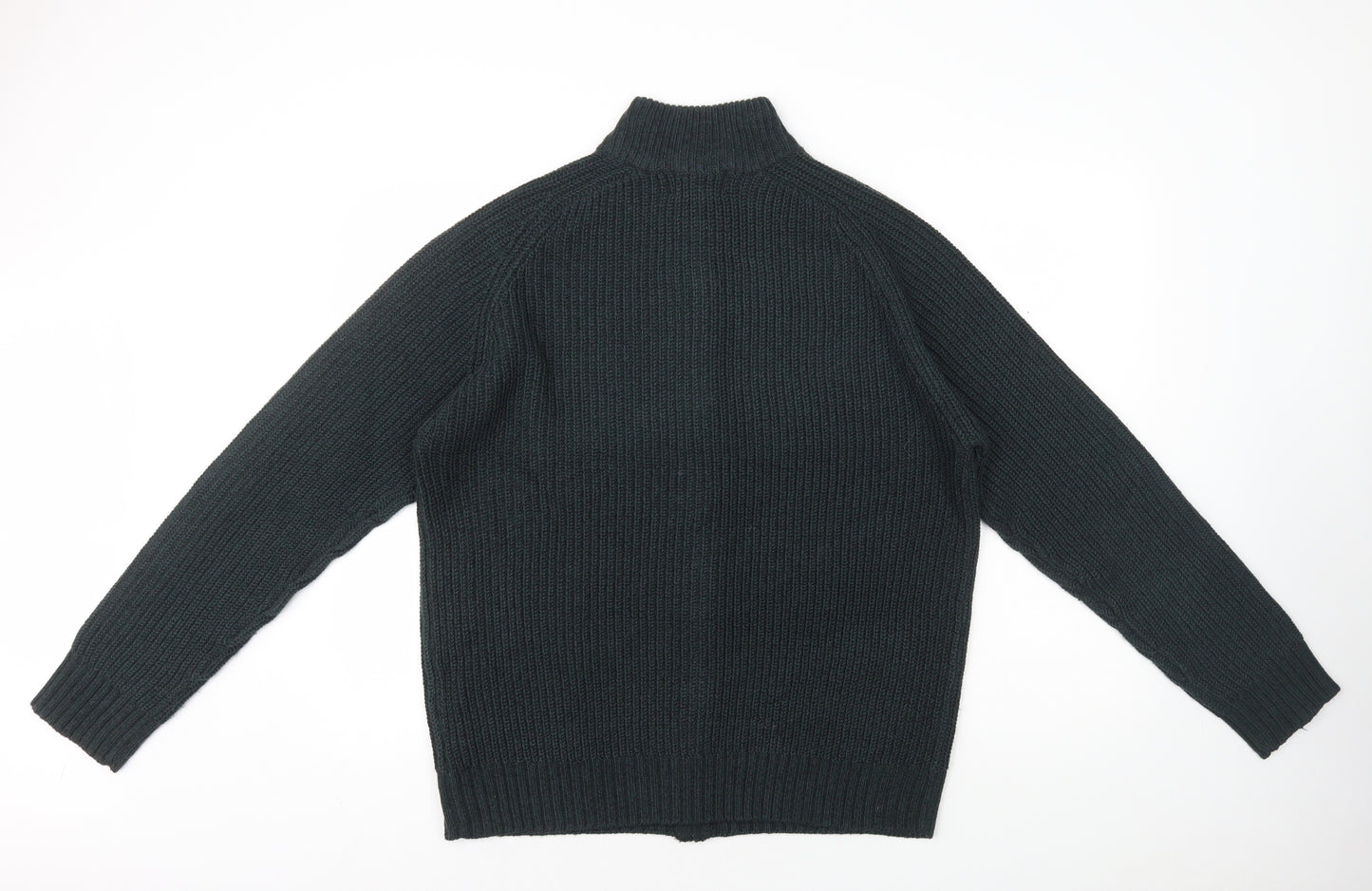 Marks and Spencer Mens Green High Neck Acrylic Full Zip Jumper Size L