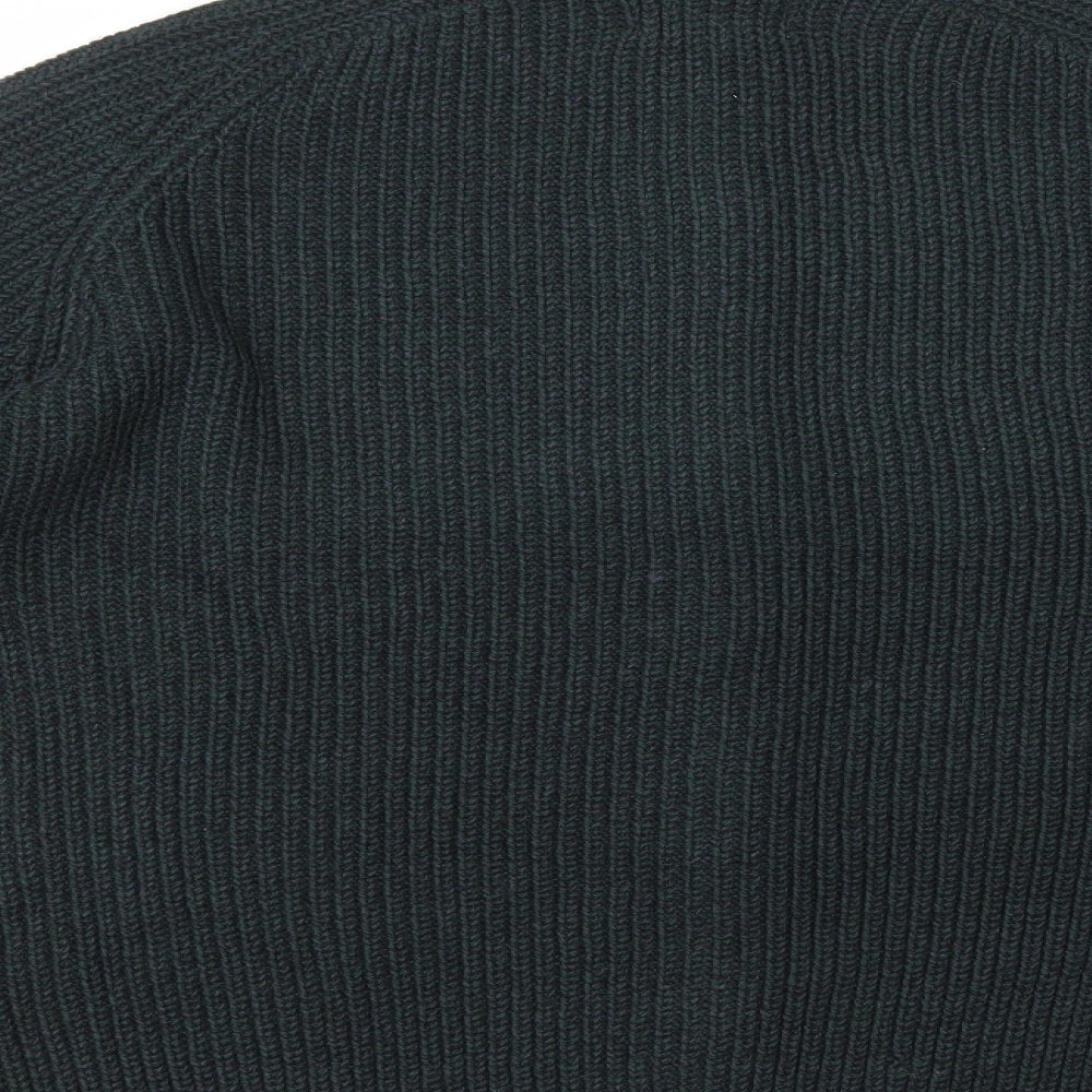 Marks and Spencer Mens Green High Neck Acrylic Full Zip Jumper Size L
