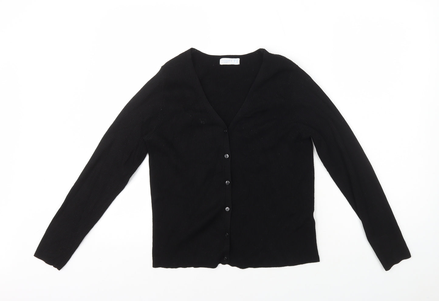Primark Womens Black V-Neck Viscose Cardigan Jumper Size L