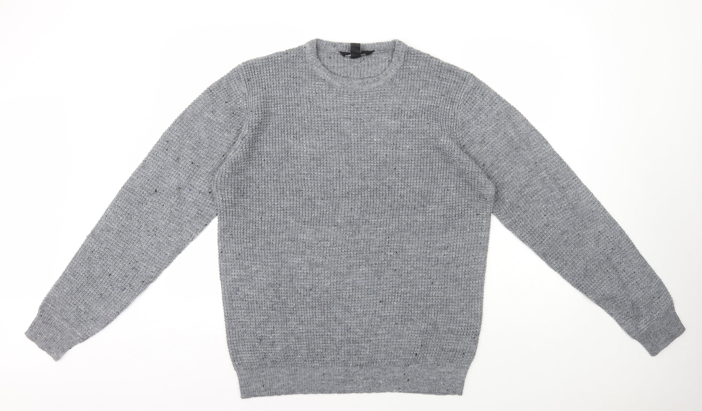 Primark Mens Grey Crew Neck Acrylic Pullover Jumper Size L